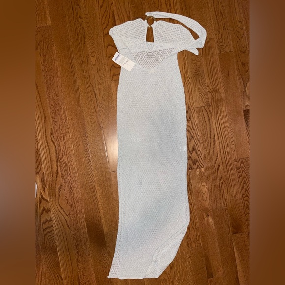 MONTEGO BANDEAU DRESS - IVORY LUREX LACE CROCHET Size P - Picture 12 of 12